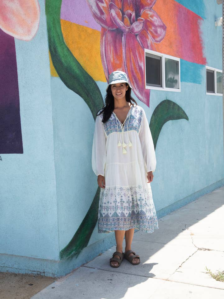 Kayla Printed Long Dress Natural/Multicolor
for wholesale by Blue Boheme