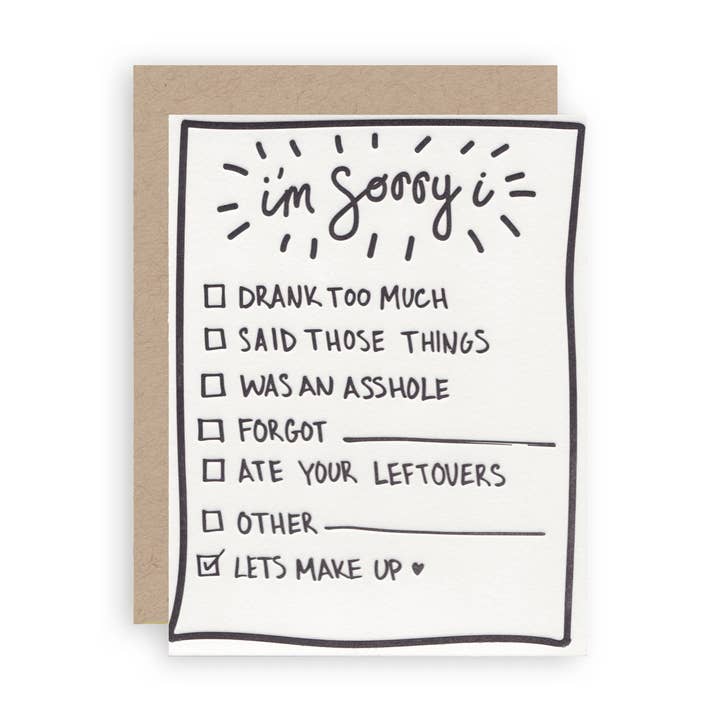 KB Paperie - Wholesale Stationery/Notecard Set - Sorry List0