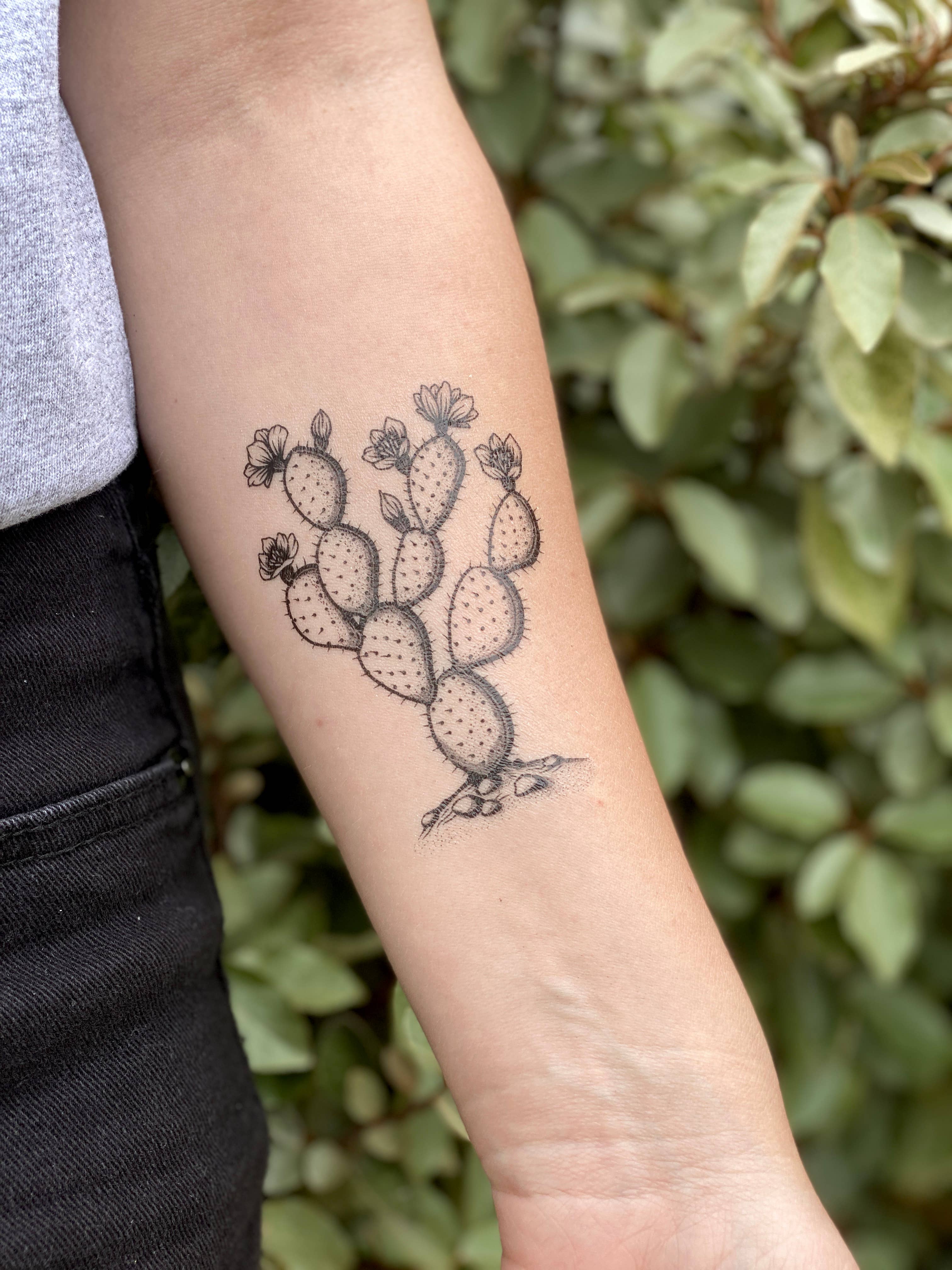NatureTats - Wholesale Temporary Tattoo - Prickly Pear Cactus Temporary Tattoo