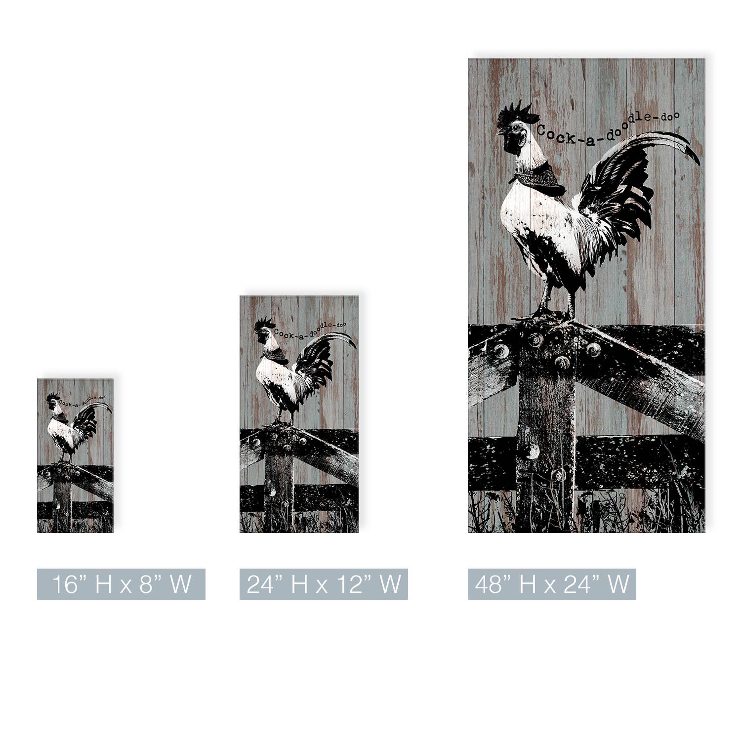 Ready2hangart, Inc. - Wholesale Art Print - Charming Rooster' Farmhouse Wrapped Canvas Animal Wall Art3