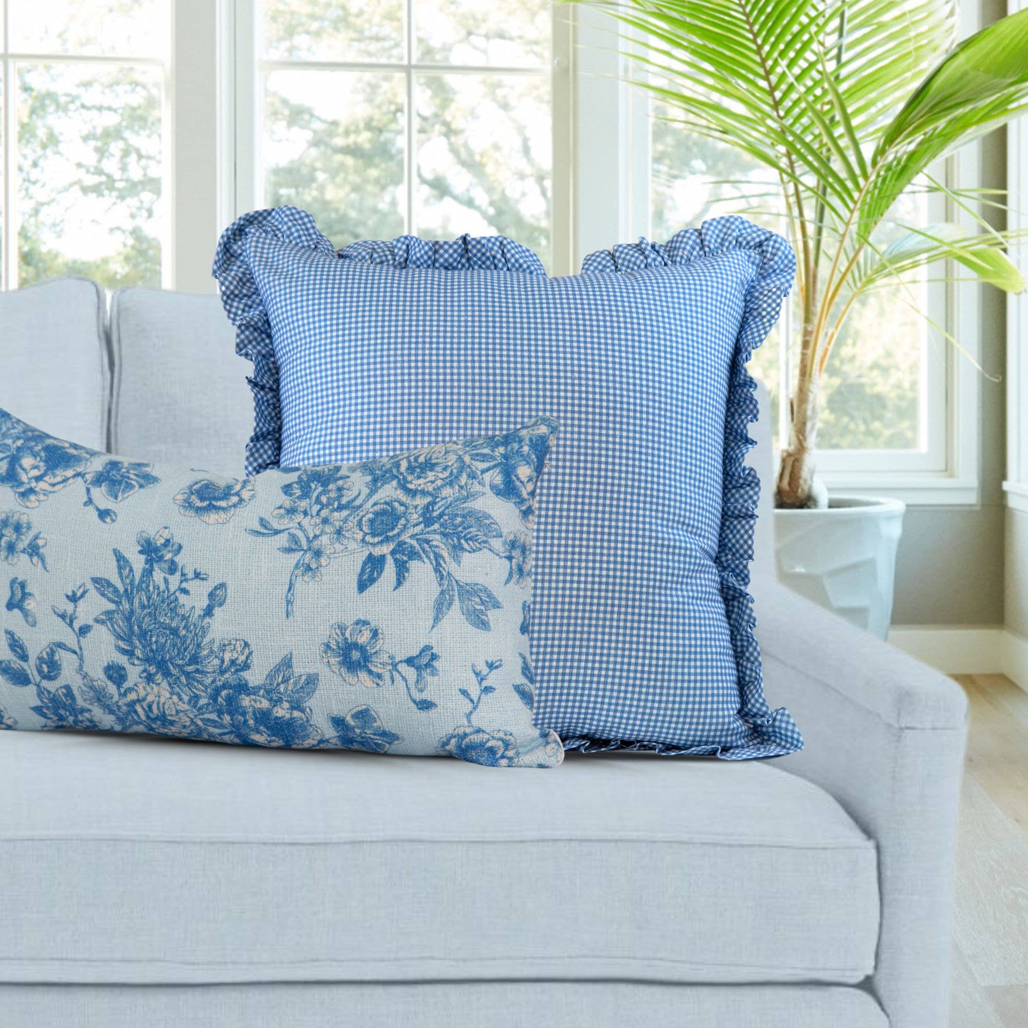 Tajik  Home  LLC - Wholesale Throw Pillow Cover - Savannah Micro Gingham Pillow Cover – Classic, Blue, Check2
