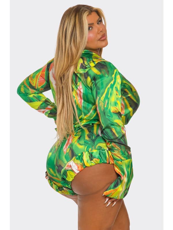 BANJUL - Wholesale Lounge Set - Women's - BCCTR24590P1 Plus Size 2Pcs Bodysuit & Shorts Set3