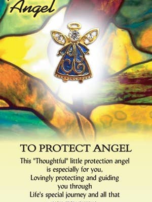 To Protect Angel - 14kt Gold Layered Lapel Pin for wholesale by Thoughtful Little Angels