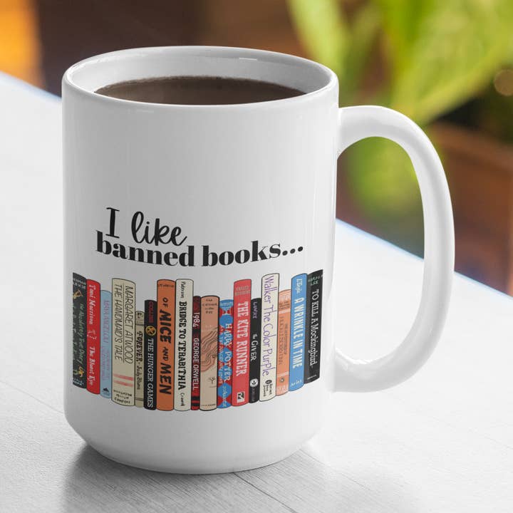 I Like Banned Books Ceramic Mug - 15oz for wholesale by The Geek Boutique