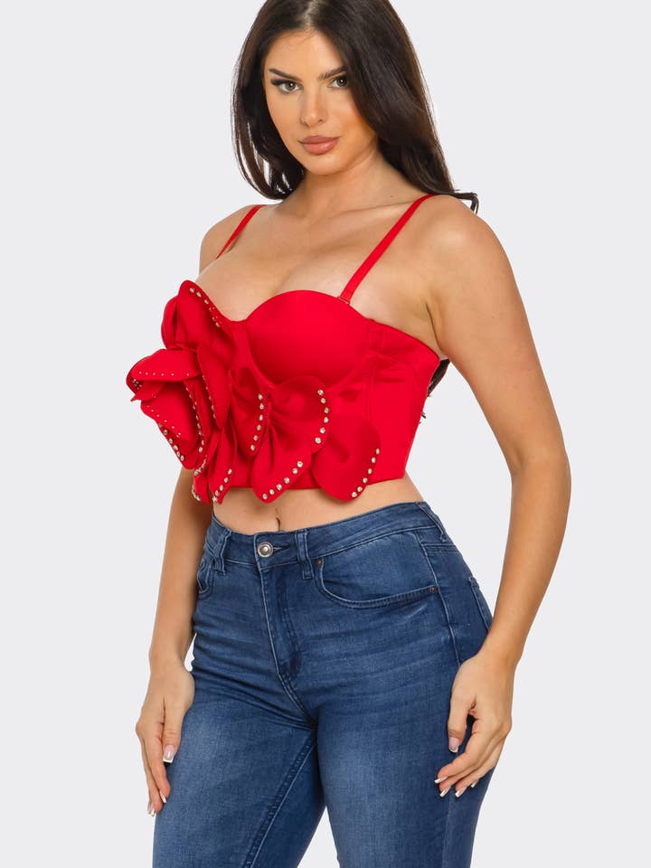 NEWGENS - Wholesale Corset - Women's - NT1113A 3D Floral Bustier Crop Top4