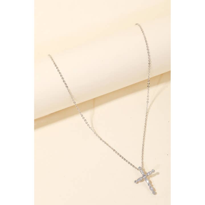 Anarchy Street - Wholesale Pendant/Charm Necklace - Cz Pave Cross Pendant Necklace