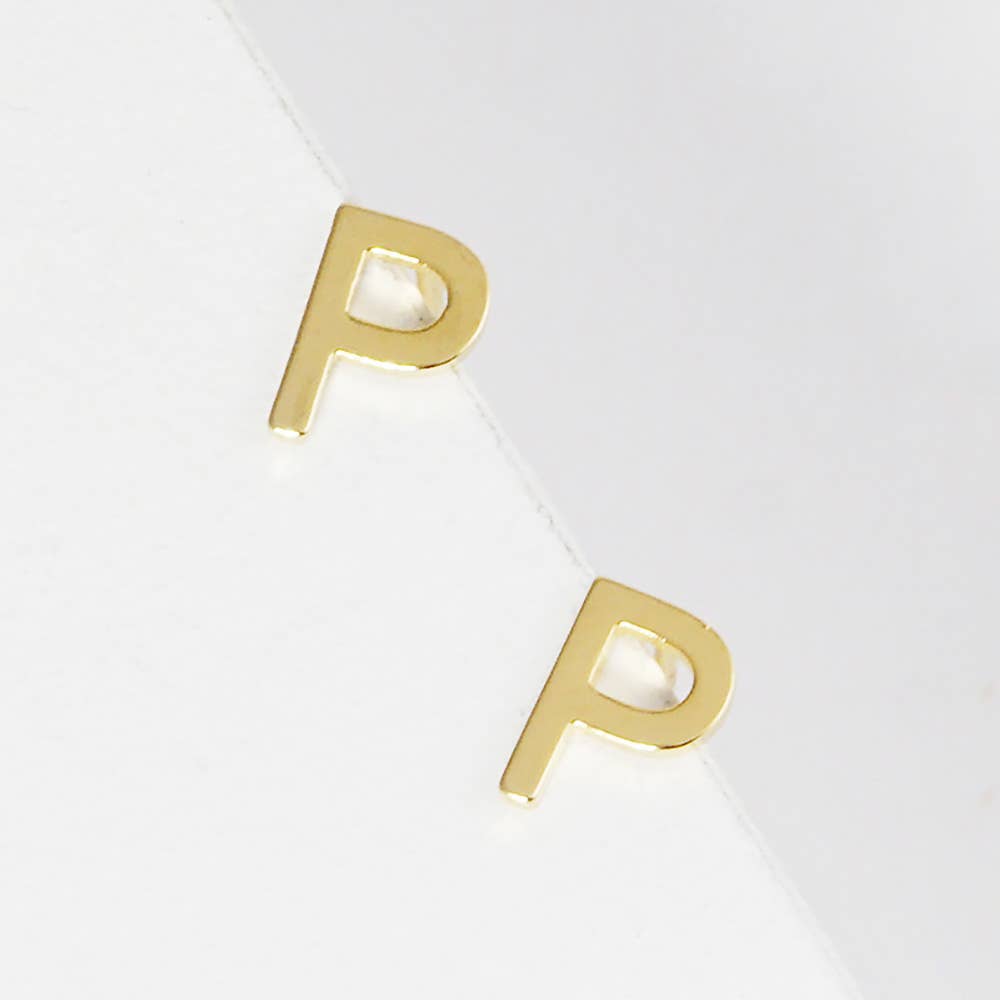 Sensibling Corp. - Wholesale Stud/Post Earrings - Gold Dipped Metal Initial Monogram Stud Earrings32