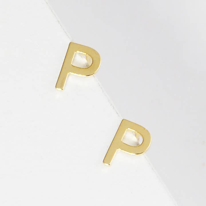 Sensibling Corp. - Wholesale Stud/Post Earrings - Gold Dipped Metal Initial Monogram Stud Earrings32