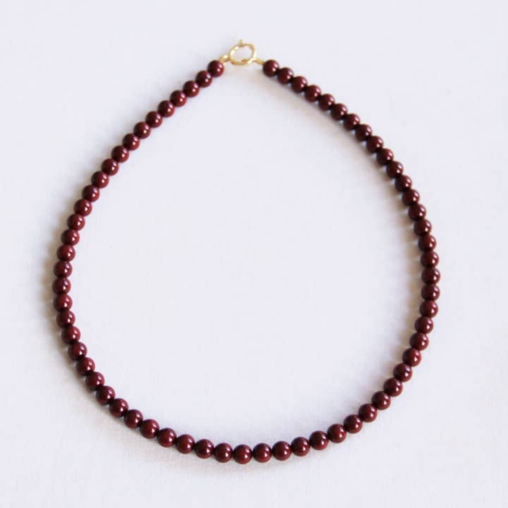 Natural stone bead necklace 'SMALL' - burgundy for wholesale by Bazou