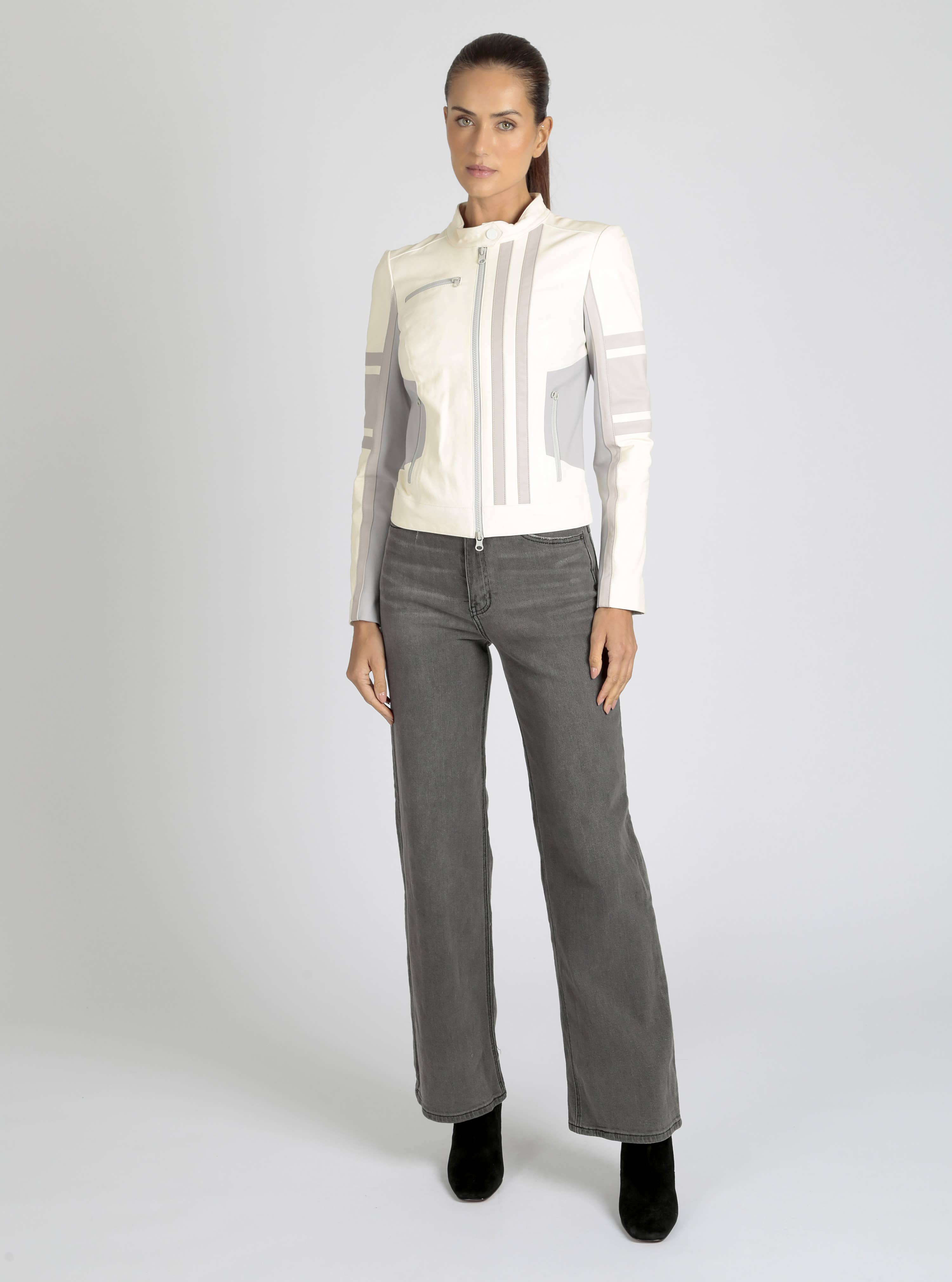 Blanc Noir - Wholesale Leather Jacket - Women's - Claudine Leather Racer Jacket JLS21