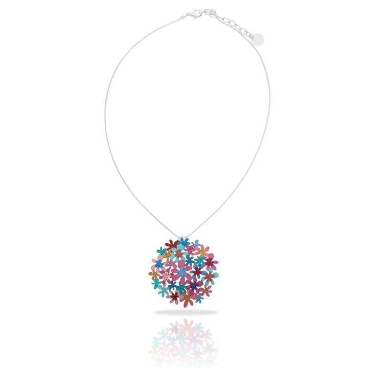 RAS – Großhandel Kette mit Anhänger/Charm – Kurze Halskette Bouquet Türkis Versilbert