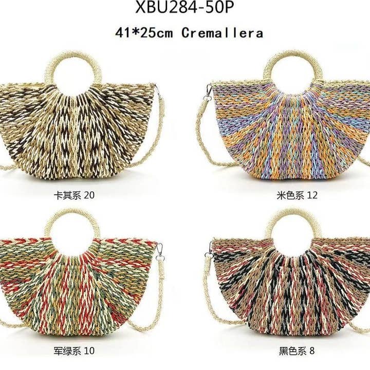 HAND BAG WITH SHOULDER STRAP. RAFFIA. for wholesale by MIA LAROUGE