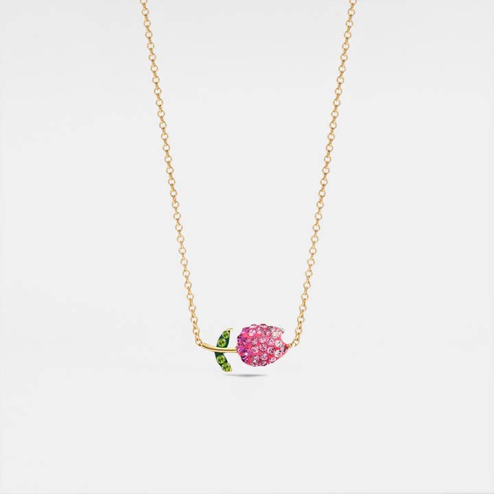 Perimade & Co. LLC - Wholesale Pendant/Charm Necklace - Pink Tulip Flower Charm Necklace in 925 Sterling Silver