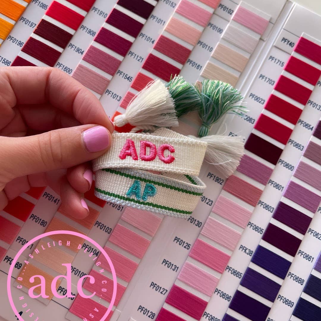 AshleighDesignCo - Vente Bracelet tissé/tressé - Bracelet brodé PERSONNALISÉ 2