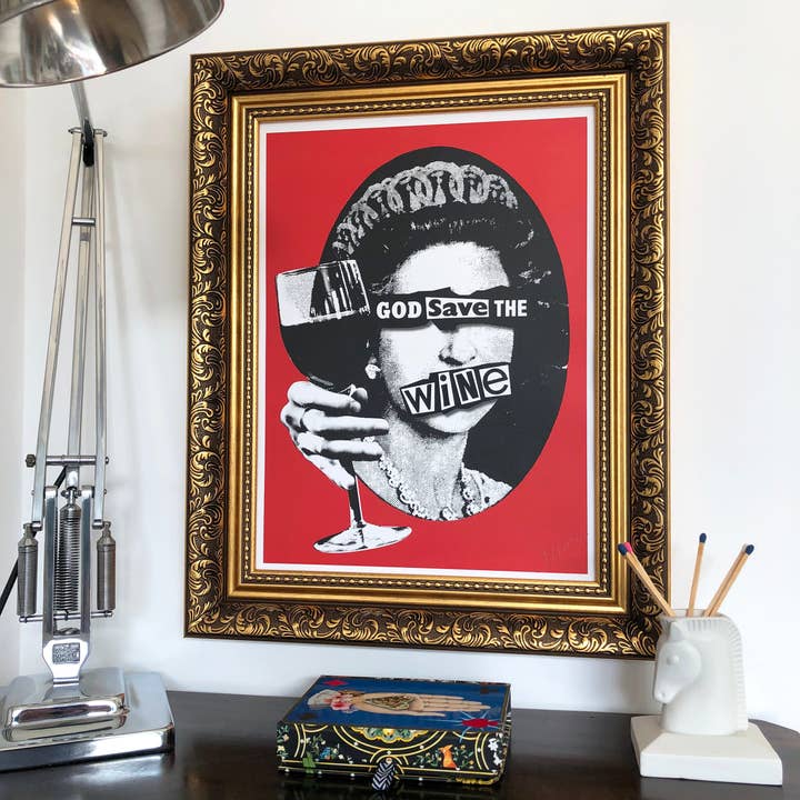 Punk God Save the Wine voor wholesale door Samantha Morris