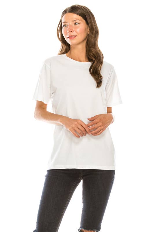 BRANCO Camiseta Unissex de Algodão Branca com Decote Redondo e Corte Oversized para venda a revendedores na Faire2