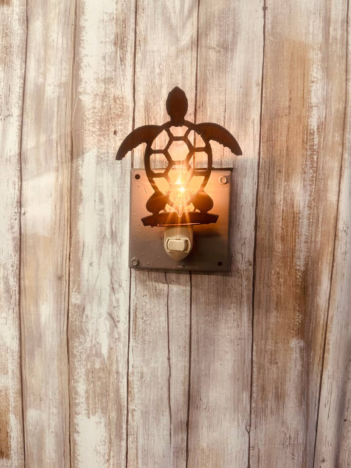 Sea Turtle Image Rustic Night Light for wholesale by Universal Ironworks USA