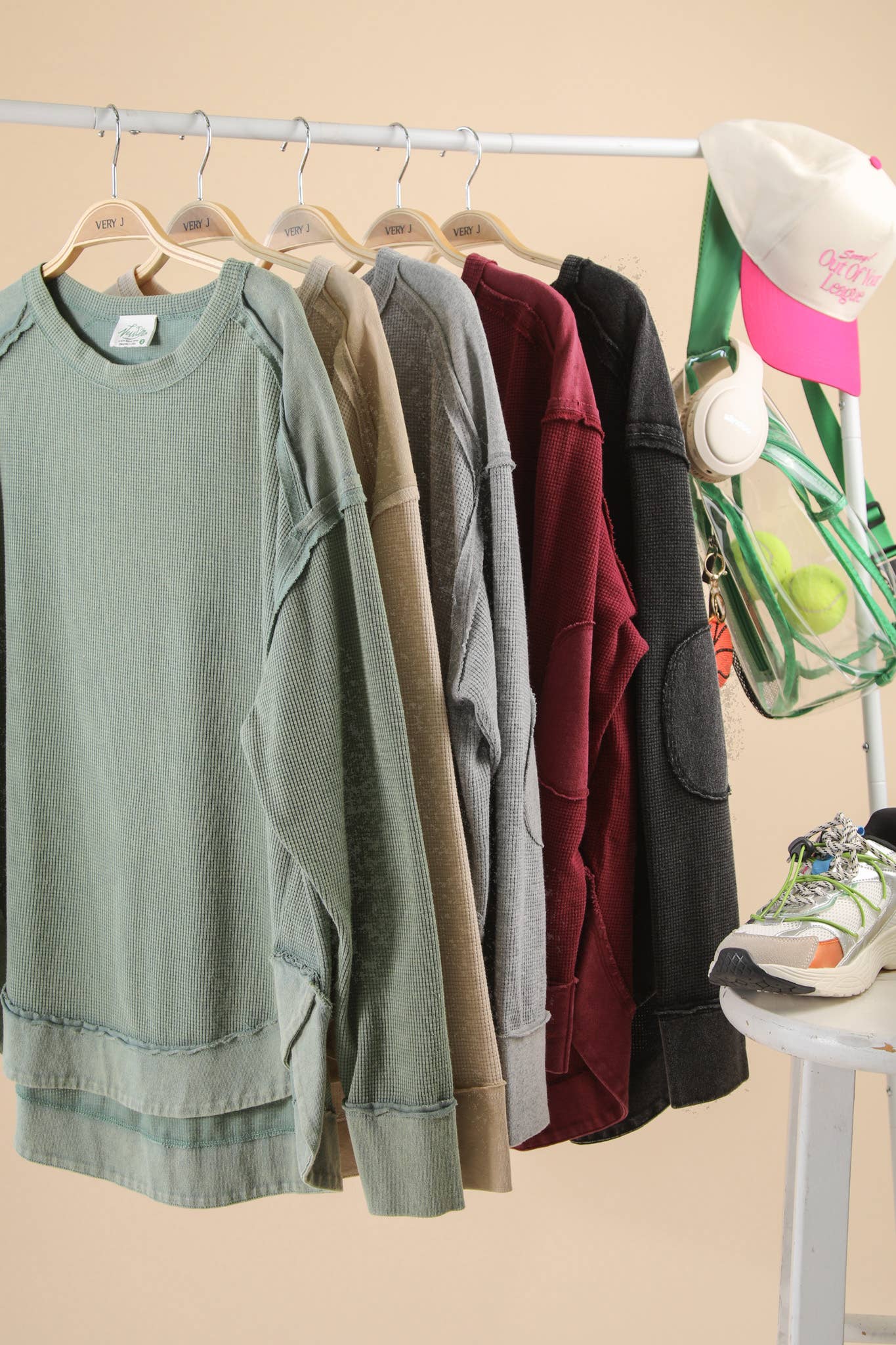 VERY J - Wholesale Knit Top - Women's - NT12234-Mineral Washed Elbow Patch Contrast Knit Top