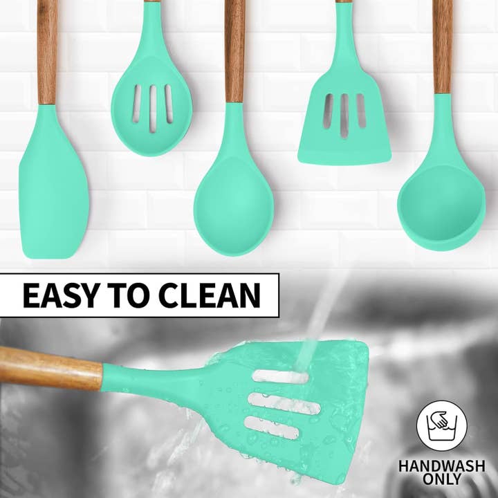 Zulay Kitchen - Wholesale Kitchen Utensil Set - 5-Piece Silicone Utensils Set with Wooden Handles17