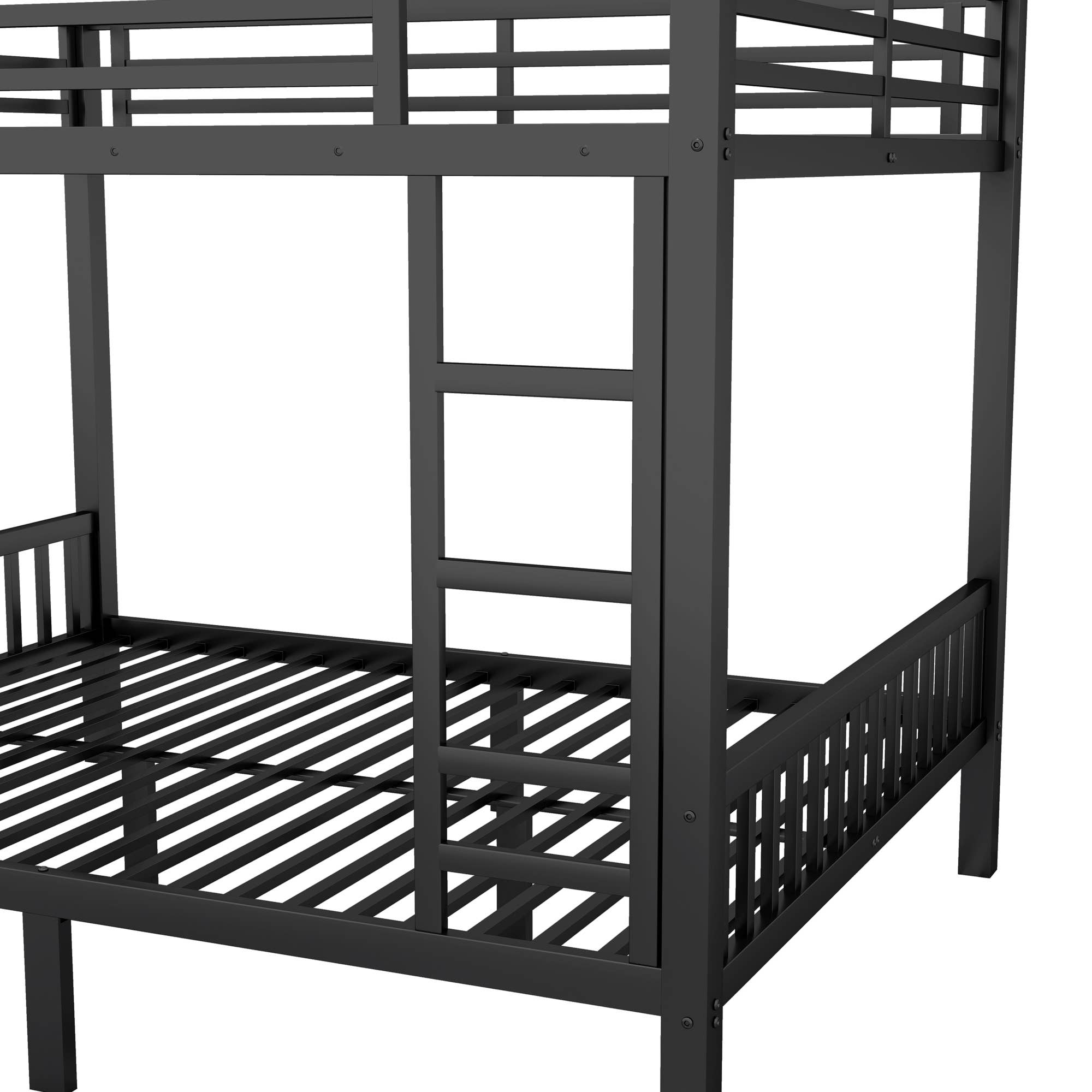39F Inc. - Wholesale Bed - Queen Over Queen Metal Bunk Bed with Ladder, Black15