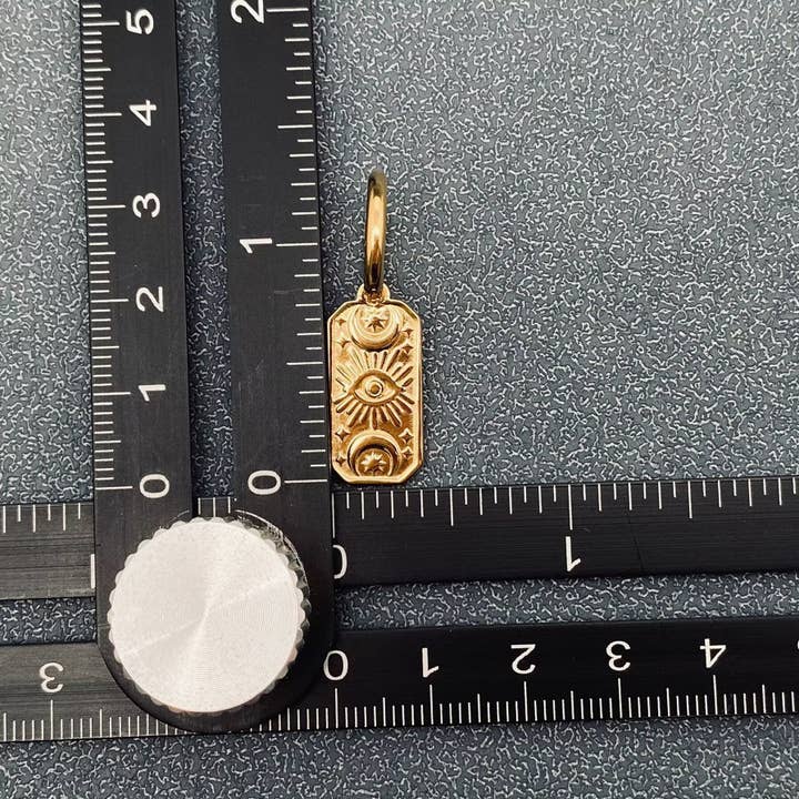 Mio Queena - Wholesale Huggie Earrings - Evil Eye 18K Gold Plated Stainless Steel Huggie Earrings - FGS3