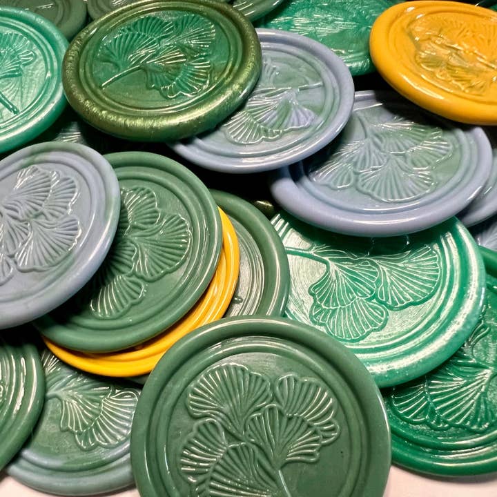 Rochambeau Home - Wholesale Sealing Wax - Custom Wax Seals Ginkgo (Maidenhair) Stickers – 10 per pack