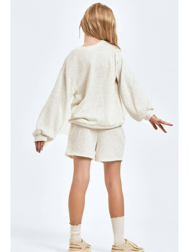 Good Girl - Wholesale Top & Short Set - Kids - Cotton French Terry Sweatshirt and Shorts Set6