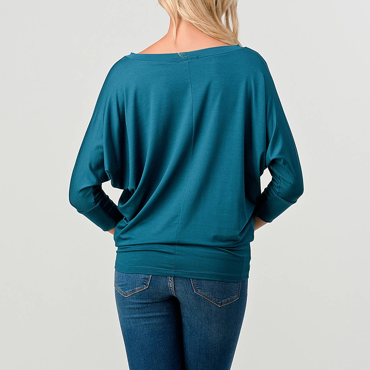 Heimious - Wholesale Knit Top - Women's - 3/4 Dolman Sleeve Round neck Modal Jersey  Top, 250313