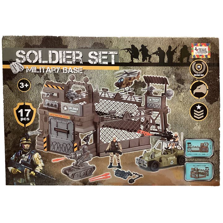 Soldier Military Base Play Set with Vehicles and Accessories for wholesale by Texas Toy Distribution
