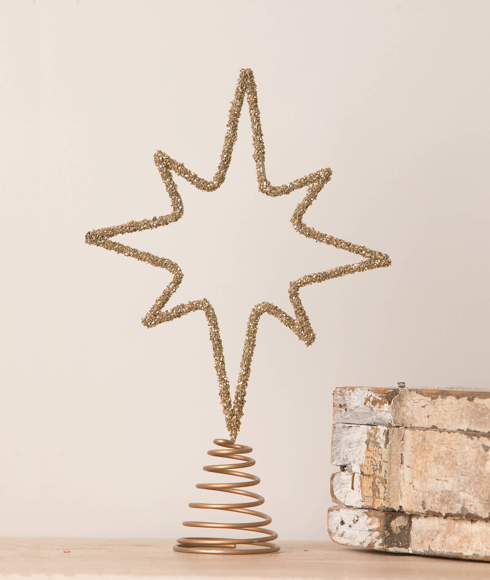 Bethany Lowe Designs - Wholesale Tree Topper - Old Gold Moravian Star Wire Tree Topper2