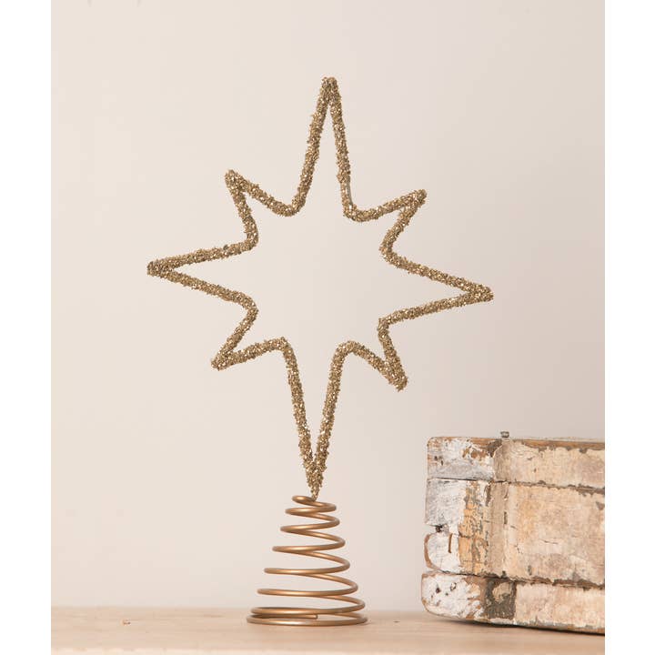 Bethany Lowe Designs - Wholesale Tree Topper - Old Gold Moravian Star Wire Tree Topper2
