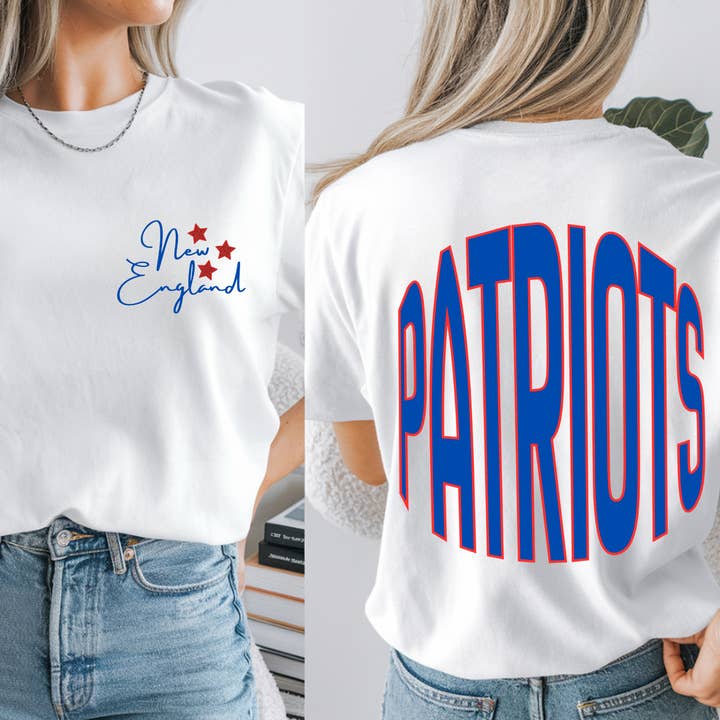 PATRIOTS POCKET/BACK DTF TRANSFER for wholesale by Remi Lee Transfers