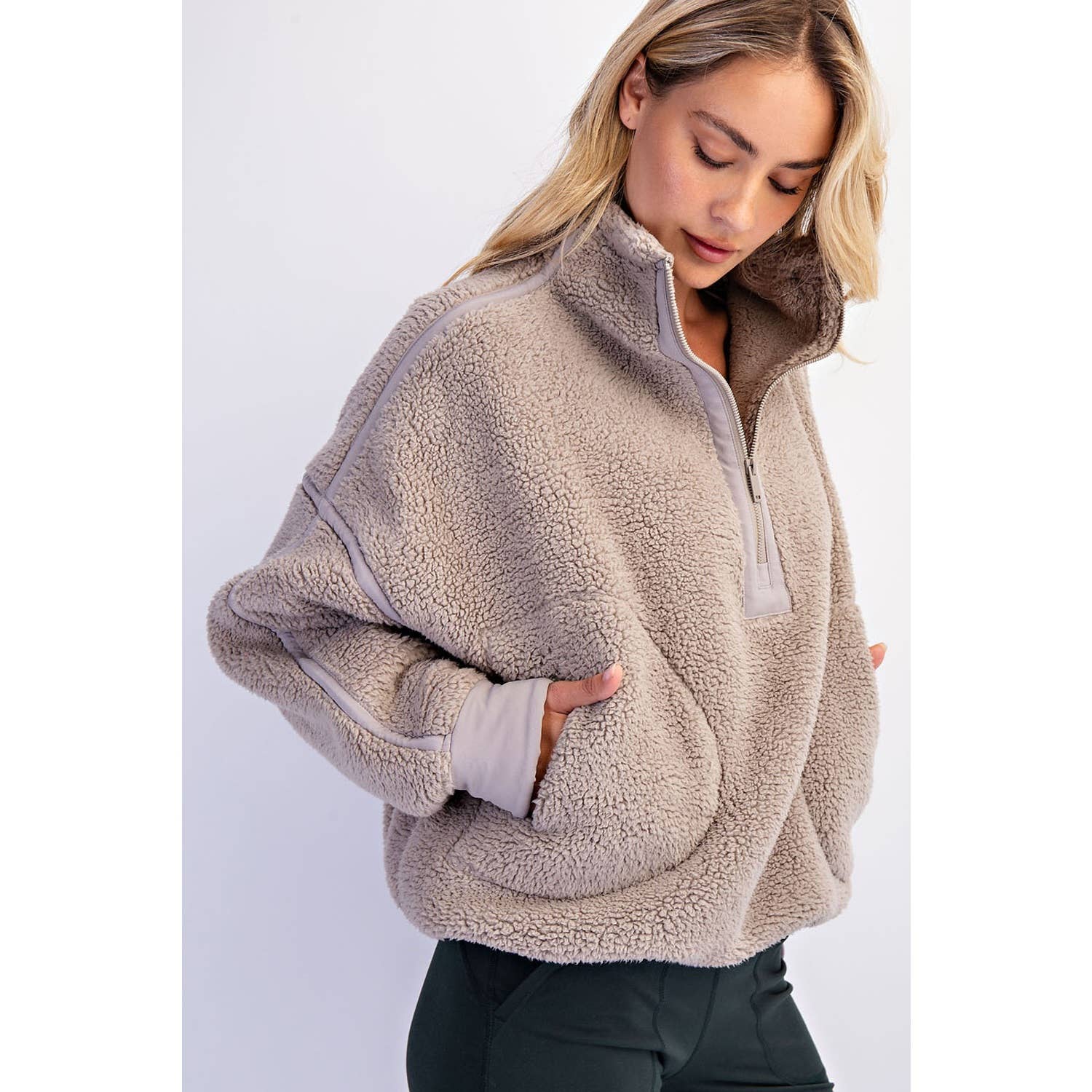 Rae Mode - Wholesale Jacket - Women's - SHERPA MOCK NECK QUARTER ZIP JACKET4