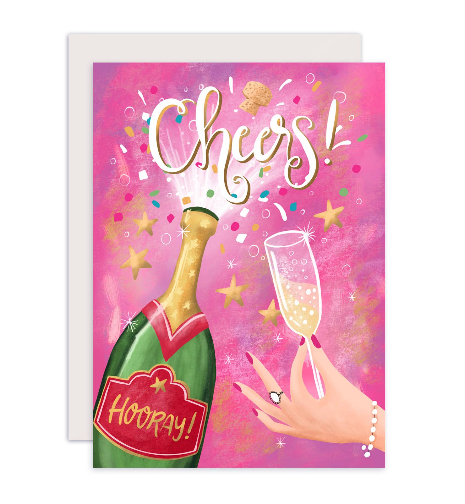 Aniet Illustration - Wholesale Birthday Card - Congratulations champagne and confetti cheers birthday card0
