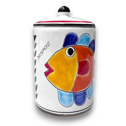 Folk Fish Container with Lid for wholesale by Ceramiche De Simone