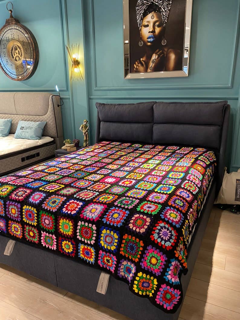 chandakashop - Venta al por mayor Mantas de sofá - Manta de ganchillo de cuadrado de la abuela para sofá6