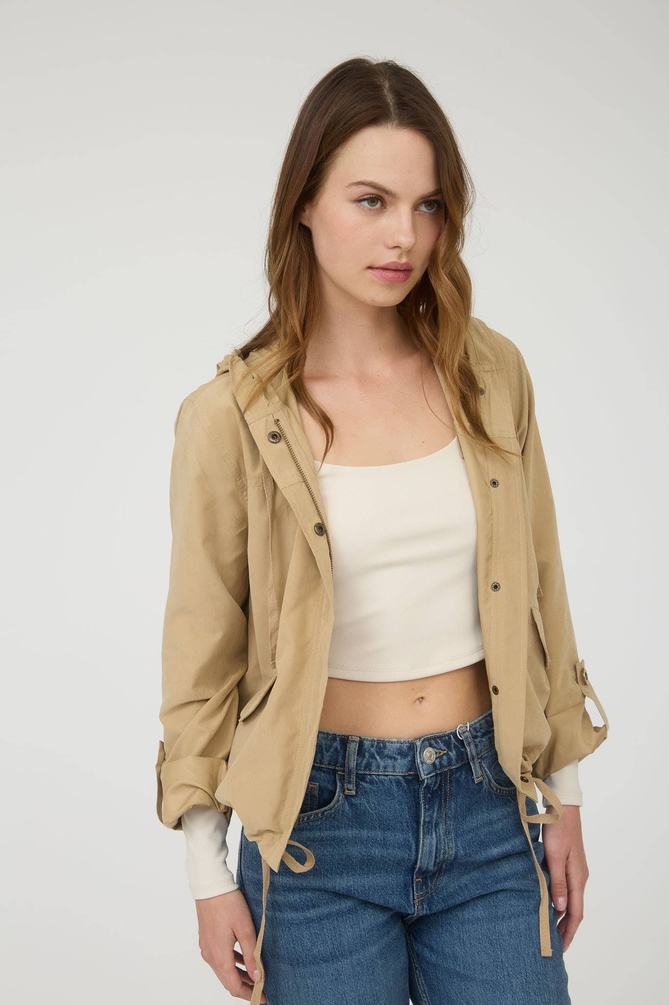 Blu Pepper - Wholesale Jacket - Women's - SNAP BUTTON ZIP UP HOODED JACKET30