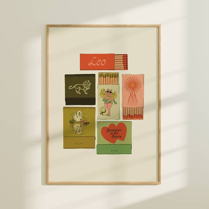Artbaby & Co. - Wholesale Art Print - Zodiac Vintage Inspired Matchbook/Matchbox Prints