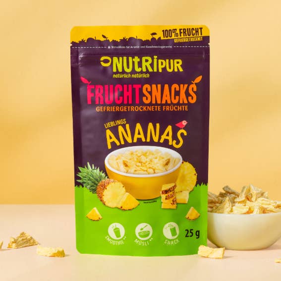 Snack aux fruits BITS à l'ananas lyophilisé, 25 g pour la vente par NutriPur