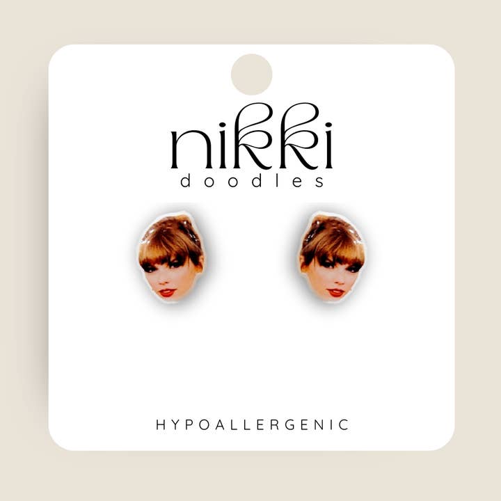 Taylor Swift Novelty Stud Earrings for wholesale by Nikki Doodles
