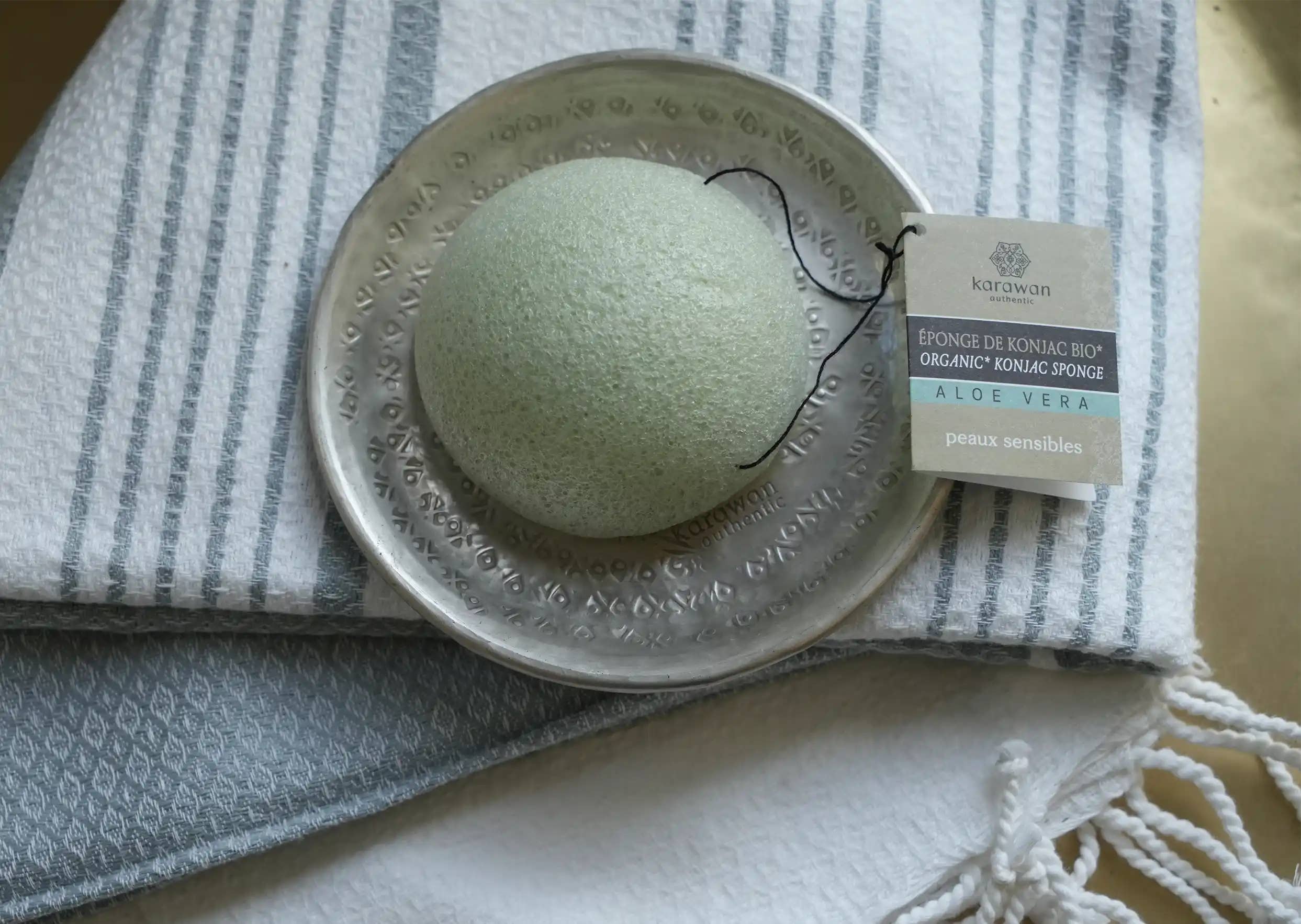 Karawan Authentic - Wholesale Bath Pouf/Sponge - Organic Konjac Sponge Enriched with Aloe Vera, Bulk