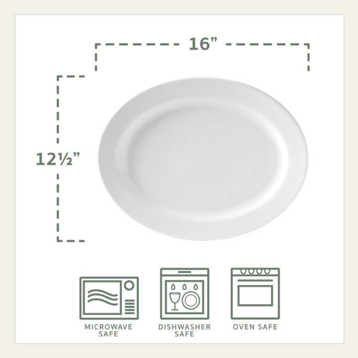 Everyday White Oval Serving Platter Brown Bx Pkg for wholesale on Faire