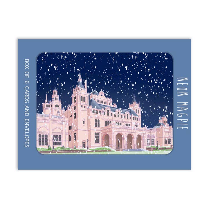 Boîte de cartes de Noël du Kelvingrove Art Gallery avec feuille d'or pour la vente par Neon Magpie