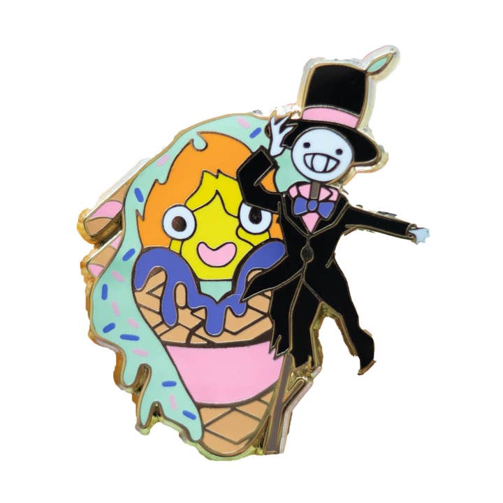 Naytendo - Wholesale Lapel Pin/Button - Studio Ghibli Calcifer and Turnip Head Ice Cream Enamel Pin
