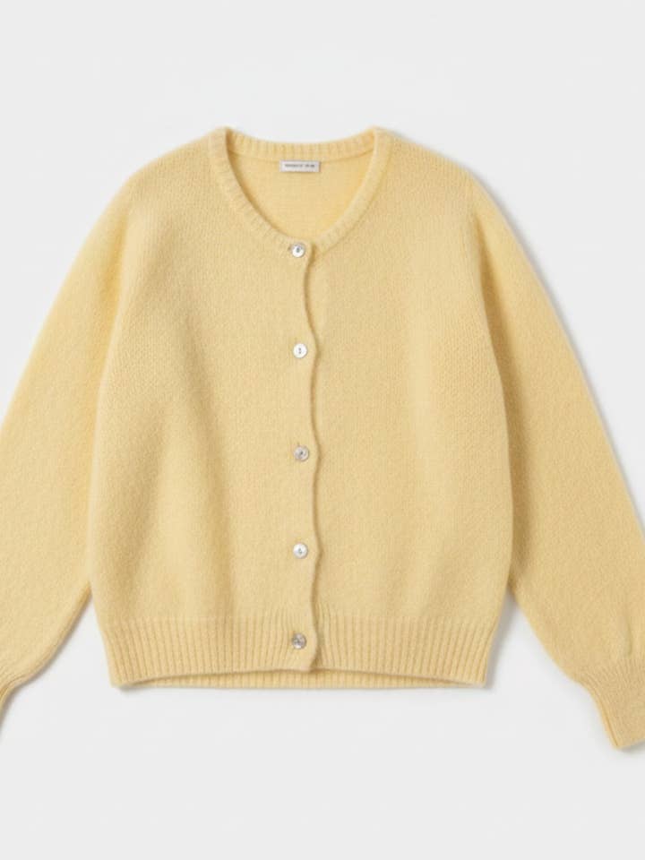 Kid mohair knit cardigan with long sleeves - Orice (Pastel) for wholesale by Orice