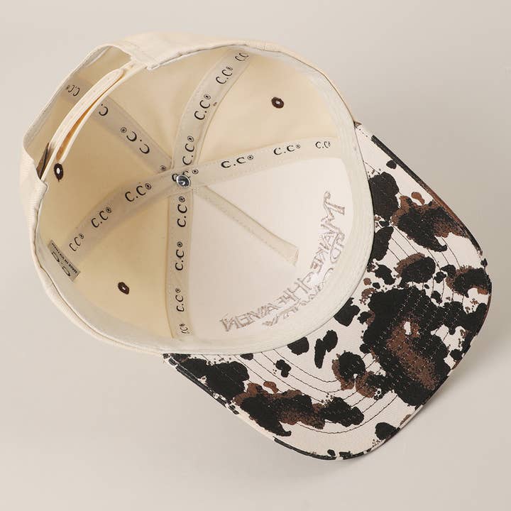Fashion City - Wholesale Trucker Hat - Unisex - MAKE HEAVEN ROWDY Embroidered Cow Print Brim Trucker Hat8