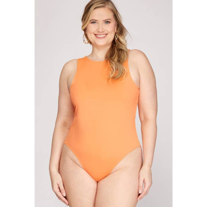 PLUS SIZE SLEEVELESS CREW NECK BODYSUIT for wholesale by Curve Market