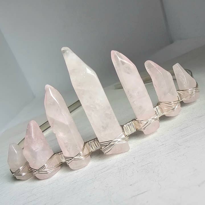 Gemstone Tiara / Crown - Rose Quartz for wholesale by Divine Dragon Designs
