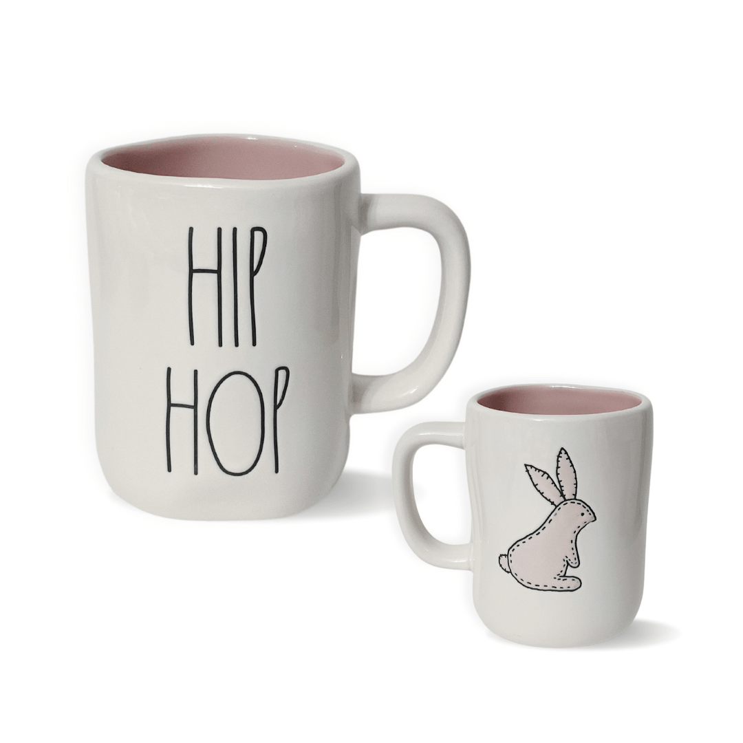 Nevsher Lior – Engroshandel Kaffekrus – Rae Dunn Påske Krus i Stentøj med Hunny Bunny, Hip Hop, Spring Bunny og Bunny Bait - To-sidet Krus0