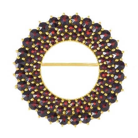 Brooch With Bohemian Garnet Round for wholesale by Madeka e.U.